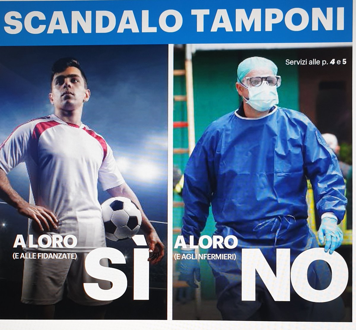 1a pagina #ilGiorno #24marzo
Da sottoscrivere
(Non è una chiamata alle armi per una "guerra" di cui non abbiamo bisogno: ricchi vs poveri, nord vs sud, anziani vs giovani; ma è una sacrosanta questione di priorità: #tamponi innanzi tutto a chi è esposto in 1a linea #coronavirus)