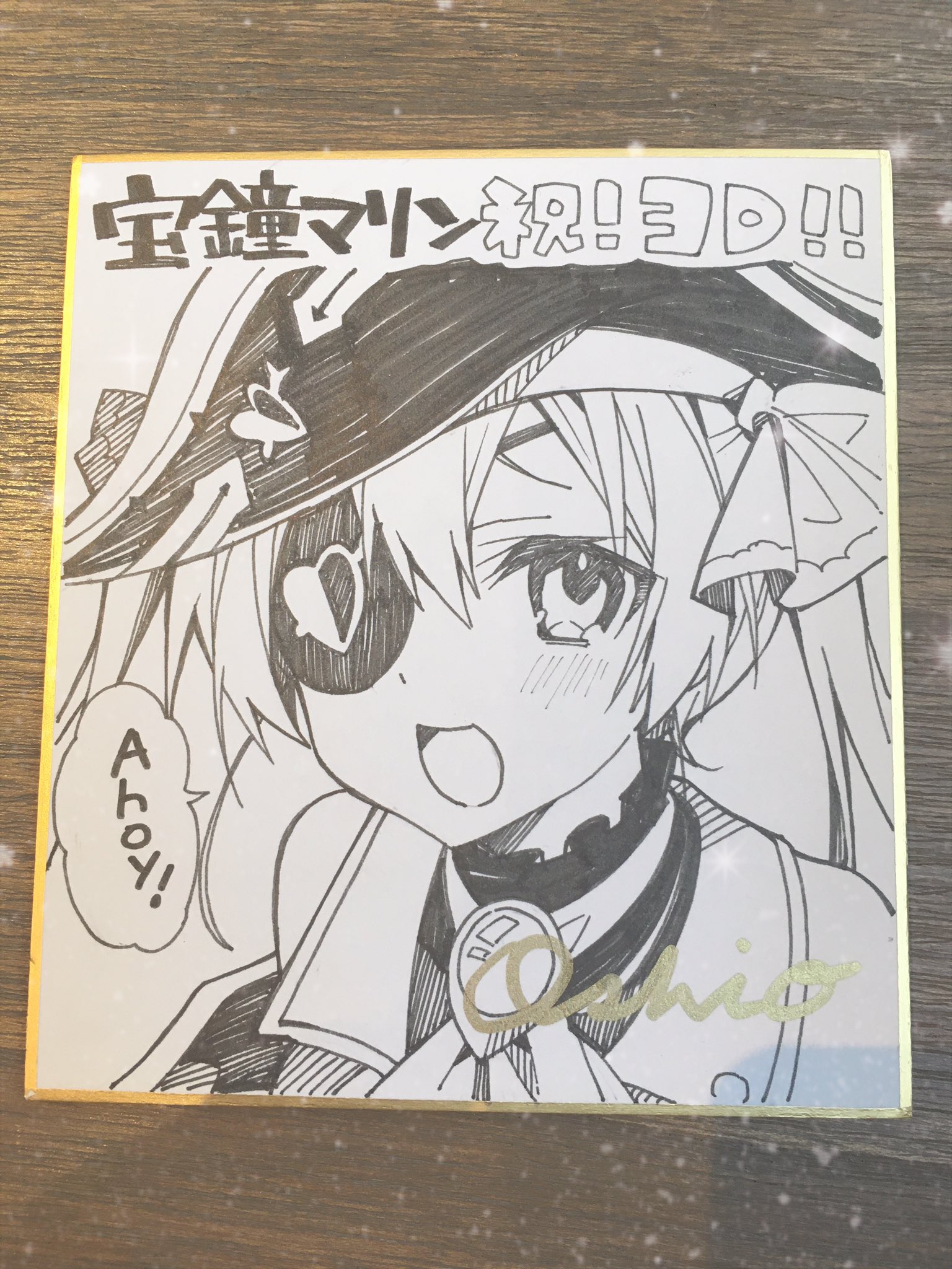 宝鐘マリン 限定色紙 直筆サイン CARAMEL CRUNCH! りかたん 宝鐘マリン 限定色紙 直筆サイン CARAMEL CRUNCH! りかたん