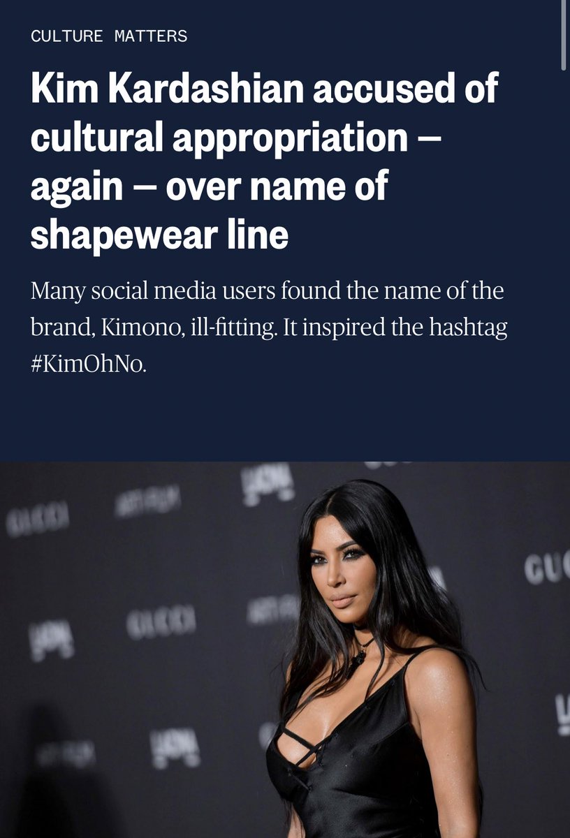 kim kardashian has openly done blackface and culturally appropriated, naming her shapewear line “kimono” and renaming cornrows “bo derek braids”