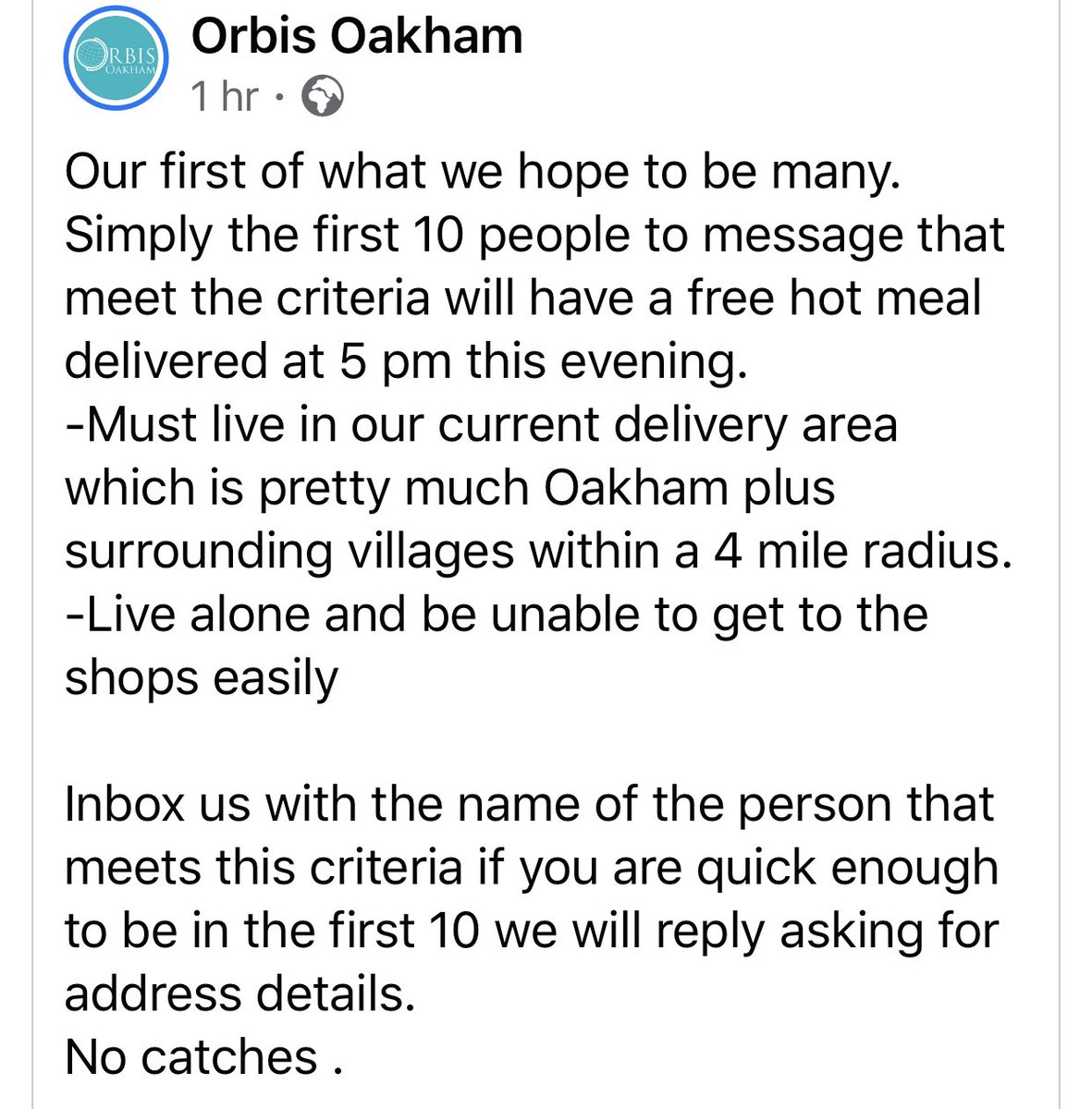 Please spread the word if you know anyone vulnerable on their own Dont post names on here or online Send to in box @orbisoakham or their FB thanks @therutlandtimes @rutland_radio