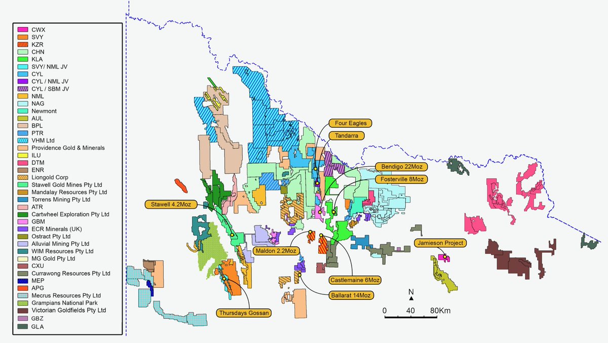 ShareHiveApp's tweet photo. @ecrminerals @proactive_UK #ECR - large footprint in Victoria (Purple areas)
#Bailieston
#Creswick
#Moormbool
#Avoca
#Timor https://t.co/kx3ElSTcXk