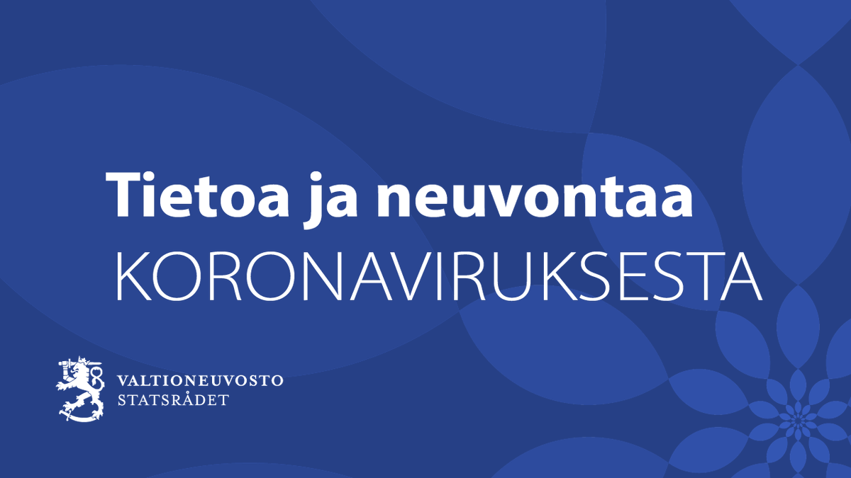 Kysyttävää koronaviruksesta? Muista nämä neuvontakanavat:

👉valtakunnallinen puhelinneuvonta 0295 535 535

👉sähköinen oirearviokysely: omaolo.fi

👉Nyt myös chattineuvonta: valtioneuvosto.fi/tietoa-koronav…

#koronavirus