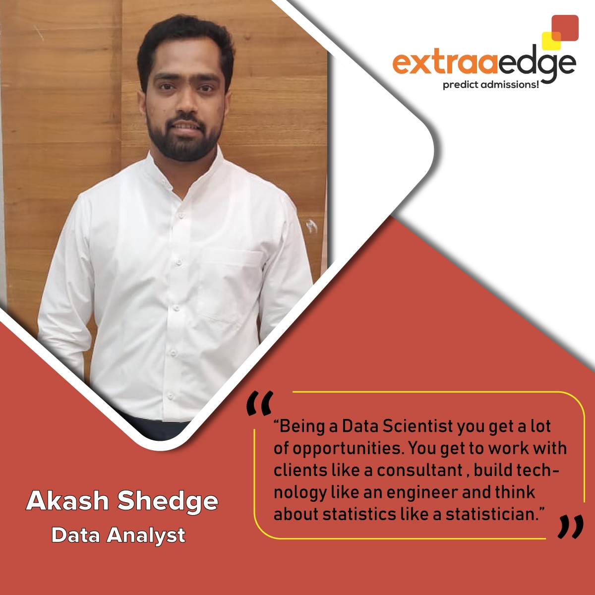 ExtraaEdge's tweet image. #TeamTalks
Meet Mr. @shedgeakash24  - He's known as the data guy in ExtraaEdge. Here is what he has to say about his journey. 
bit.ly/2QGoNuc
#dataanalyst #datascientist #analytics #teamwork #startups #lifeatextraaedge #startuplife #inspiration #motivation