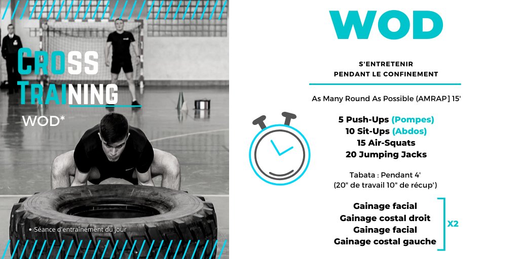 [#MardiConseil] WOD de Cross training pour s'entretenir pendant le #confinement 💪😉 #TuesdayThoughts #RestezChezVous