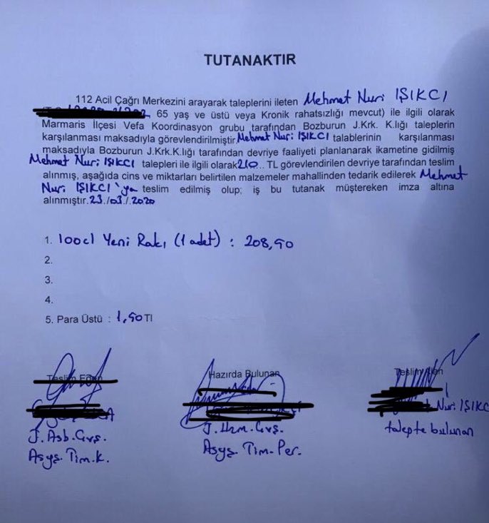 Marmaris'te 65 yaş üstü bir vatandaşın alışveriş talebi yerine getirildi. Talep, jandarma tarafından tutanağa kaydedildi.