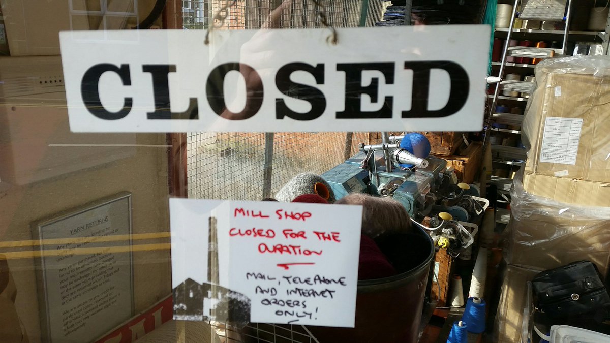 The Mill Shop is now closed for the duration, but I will continue to process Mail. Phone. And Internet orders for a long as possible. Please see the Fairfield Yarns Facebook page for regular posts.  Thank you all and stay safe.  David.