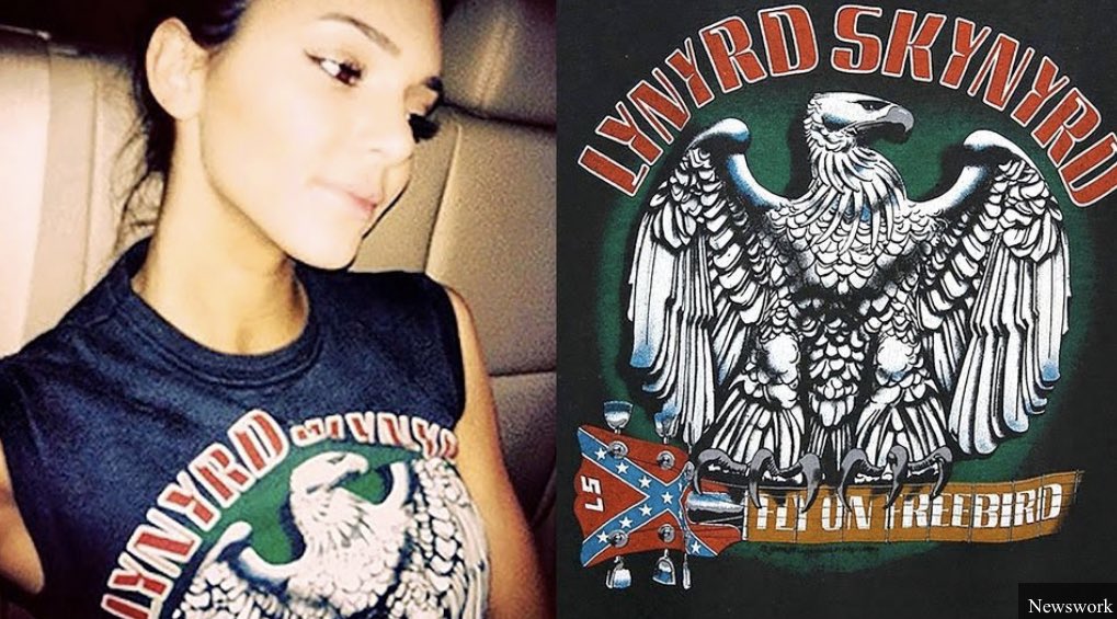 kendall jenner wore a t shirt that had the confederate flag and imagery associated with the kkk on it