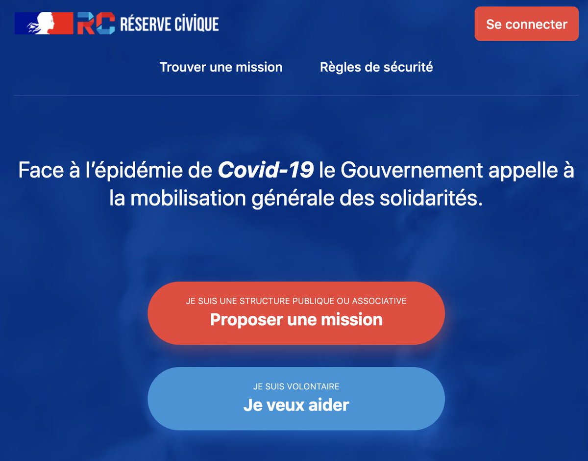 A tout ceux qui cherchent une activité utile en ces temps de #confinement... foncez ! #Covid_19fr  
covid19.reserve-civique.gouv.fr