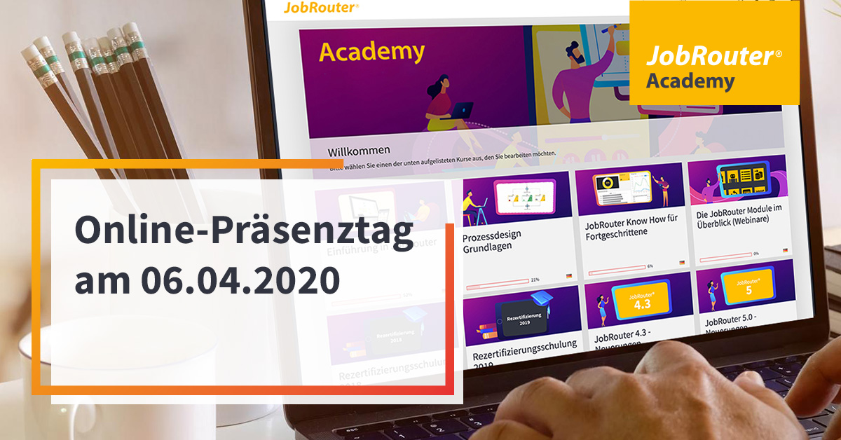 jobrouter's tweet image. Live und online bauen Sie in unser JobRouter® Academy👩‍🎓👨‍🎓 Ihr allgemeines und spezifisches Knowhow in allen Bereichen der #Prozessdigitalisierung auf. 
👉Der nächste Online-Präsenztag ist am 06.04.20.
Schnell virtuellen Platz sichern: academy@jobrouter.com

#JobRouterAcademy