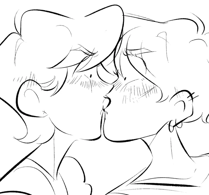 i really like this #jinkook doodle i did bc it either looks like theyre super embarrassed about accidentally kissing each other or theyre having a really intense staring contest while kissing bc theyre jinkook and competition is in their blood 