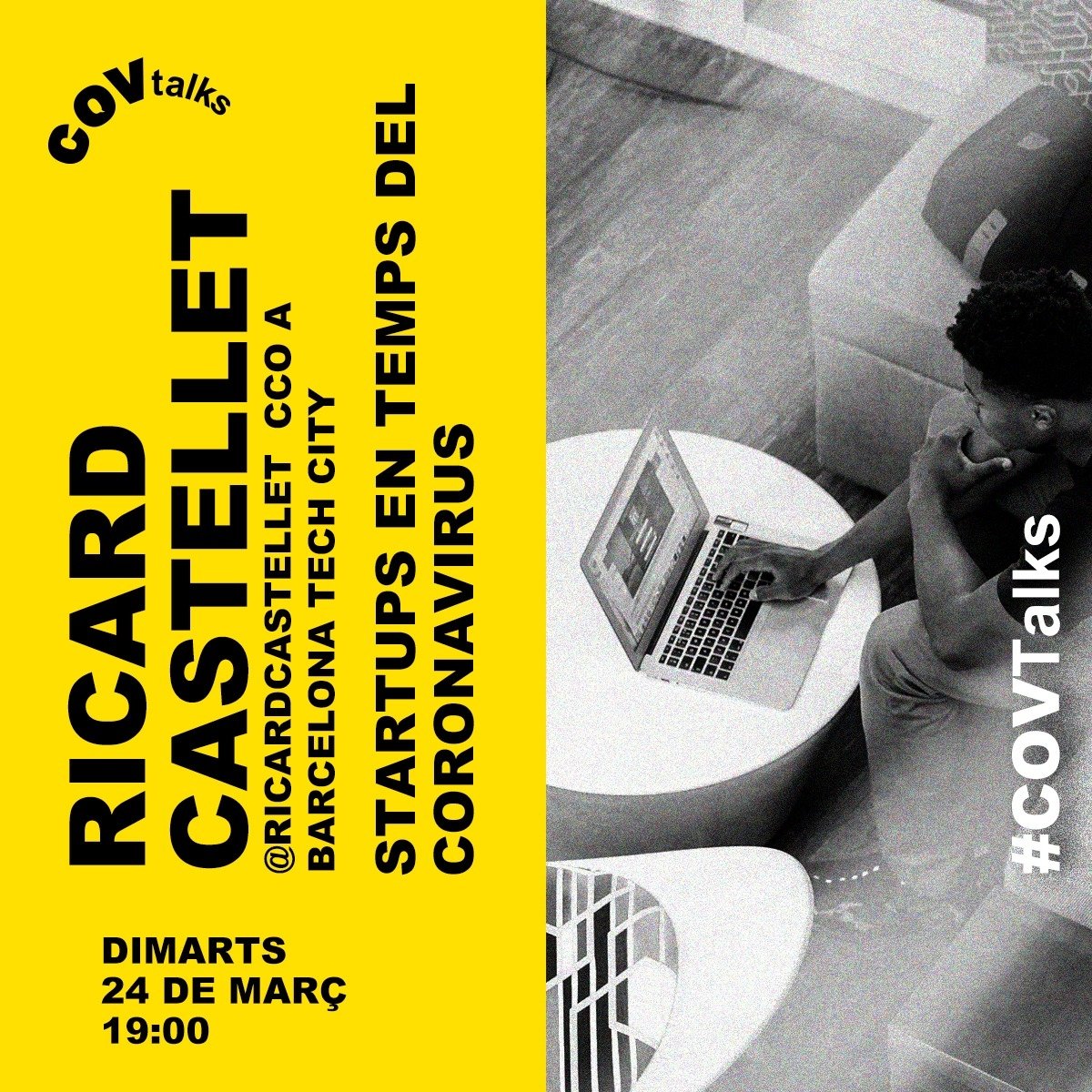 ricardcastellet's tweet photo. Avui, a les 19h, parlaré d'start-ups en temps de coronavirus via l'Instagram Live del meu canal, en el projecte #CovTalks. https://t.co/9zdoLrT1KP. Podreu seguir les ponències de #CovTalks aquí https://t.co/sHu93Ymci2 https://t.co/LS2rdJRggX