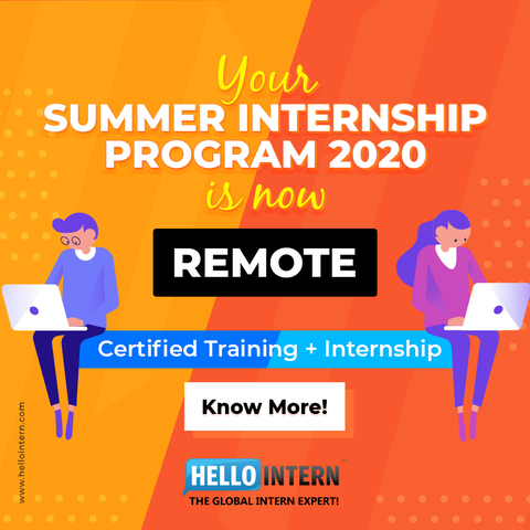 hellointern's tweet photo. This summer utilize smartly Remote Internship Program 2020
Learn Digital Marketing, ML, AI, Blockchain, Robotics and Cloud App.
Slots Available: April to August
Duration: 4 Weeks
Register Now: https://t.co/r7MxfFkAZS
#summer #remote #internships #students #hello_intern https://t.co/nUVMNccLDM