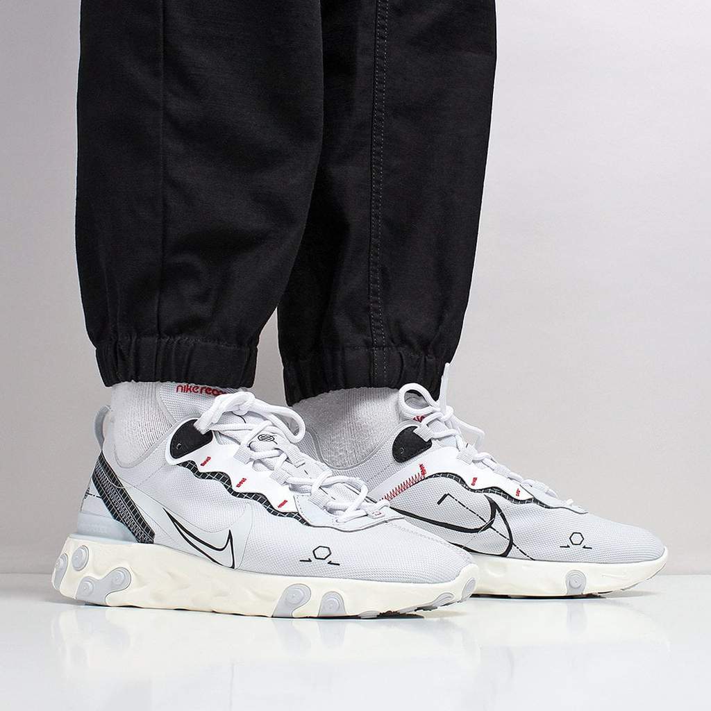 nike react element 55 sail black white light bone