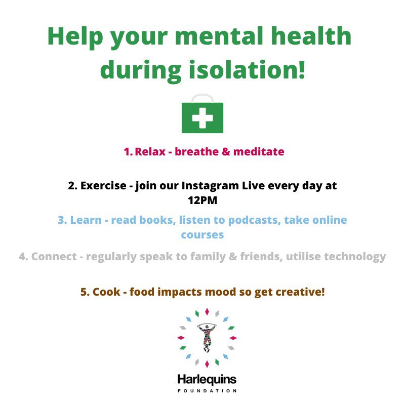 🆕📸

It’s vital that we all look after our mental health during this difficult time, so here’s a few tips from us. 

Also, don’t forget to join today’s Instagram Live home workout with <a href="/hollie_louisee/">Hollie</a> at 12PM.

#COYQ #BuildingBrighterFutures #StayAtHomeSaveLives