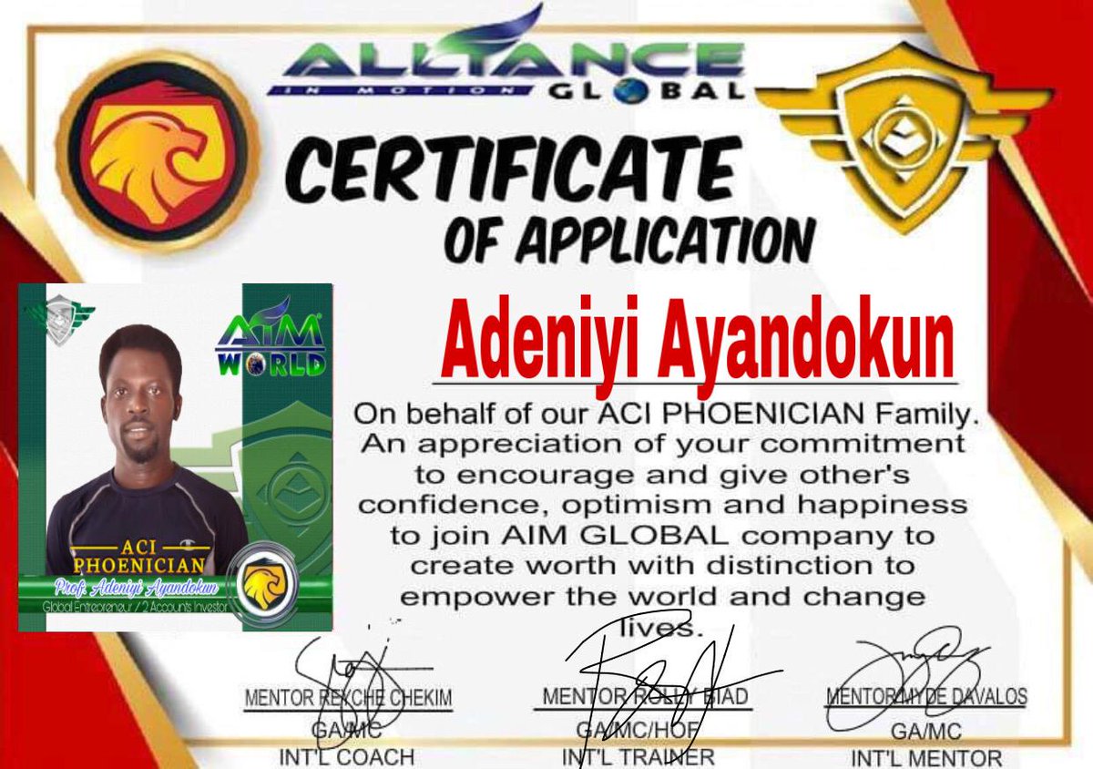 MydChe's tweet image. CONGRATULATIONS AND WELCOME TO MY TEAM

Coach Adeniyi of NIGERIA for your 2 accounts investment. THANK YOU SO MUCH FOR TRUSTING me and also to our TEAM and Company

You are now Officially part of Alliance in Motion Global

If you want to become healthy and be wealthy join us now.