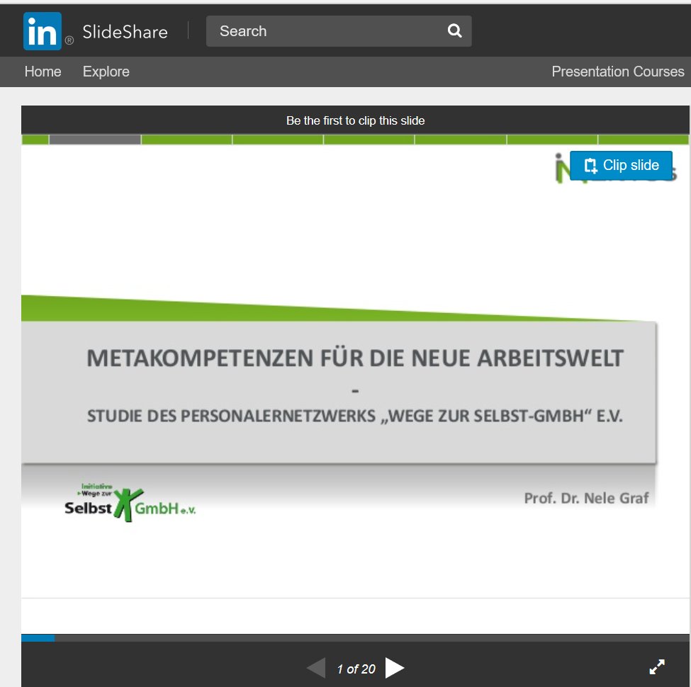 Beim #CLC20Digital habe ich eine Studie zu den Schlüsselkompetenzen für die neue Arbeitswelt vorgestellt und wir haben Ideen zur Förderung gesammelt. Wen es interessiert: Hier sind die Folien.
slideshare.net/ProfDrNeleGraf… #selbstgmbh #metakompetenzen #Lernkompetenzen