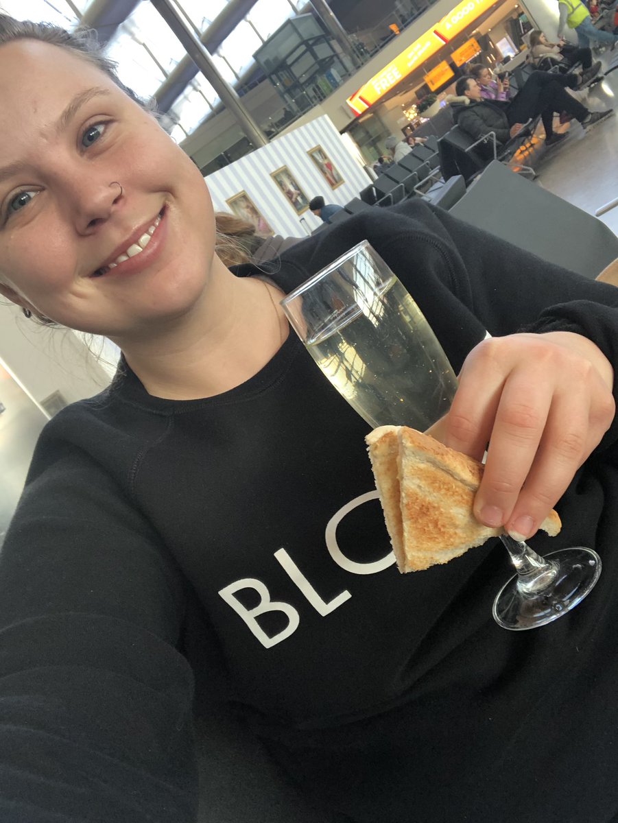 laurabobyn's tweet photo. Okay good news - found a place who would give us Prosecco and pitied our hunger so he made us toast! The catch was we couldn’t have it at the bar had to takeaway. A classic British morning treat 🙈😂 #ProjectCanada @rayhutter_3 https://t.co/FRHB6rGthu