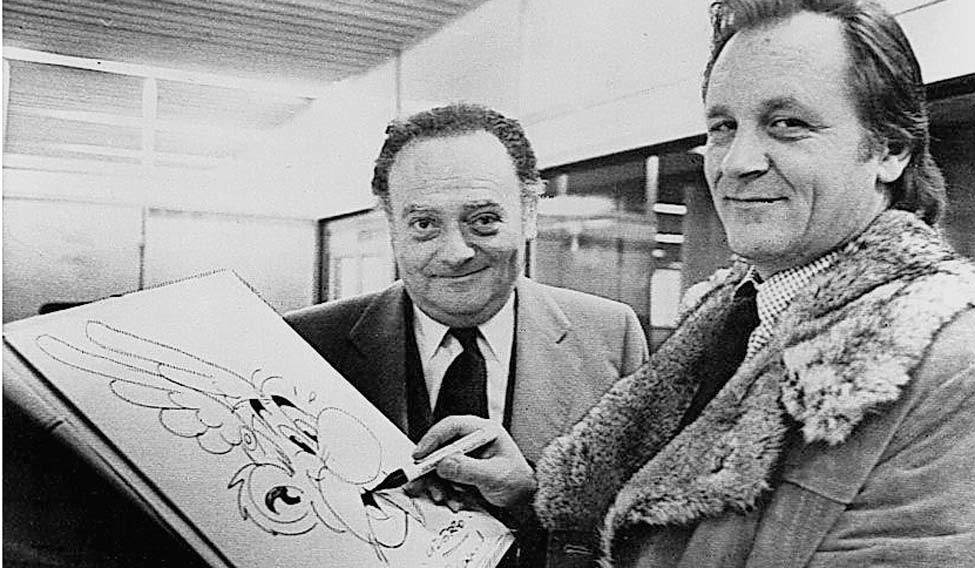 cartoonbrew's tweet photo. RIP: Albert Uderzo, the co-creator and artist of "Asterix," has died at 92. He drew the comic from 1959 to 2009. 

In the photo, he is pictured at right, with co-creator Rene Goscinny. https://t.co/fVyCqXaRHe