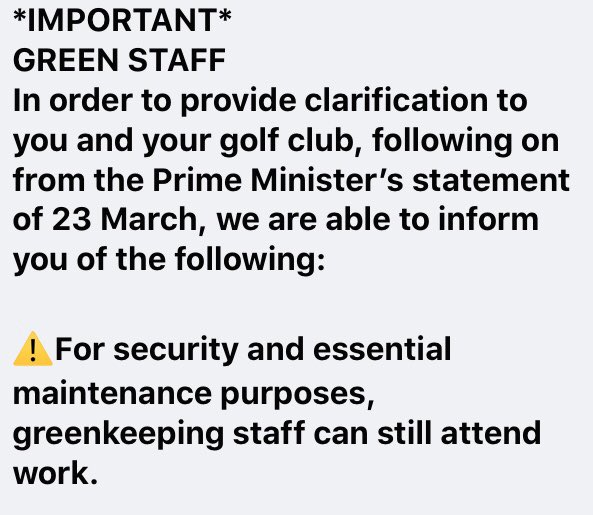 ⚠️IMPORTANT:
To see the full guidance, please read the updated page on the England Golf website: 
englandgolf.org/clubs-golfers-…