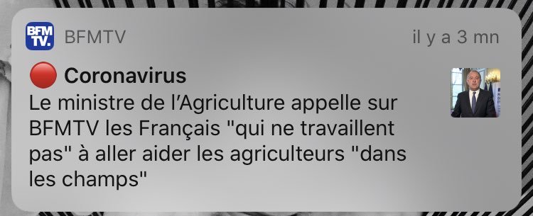 oparmallane's tweet photo. Comment @Agri_Gouv voit le métier d’agriculteur en 2020 et nous demande d’aller les aider en plein confinement. Hyper anxiogène pour les français de comprendre que là pénuries est à nos portes ? @BFMTV https://t.co/ze3gKZcf7G