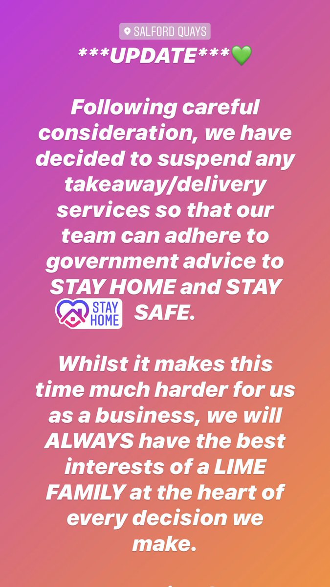 Lime_Bar's tweet photo. 💚 UPDATE FROM US 💚 #stayhome

@QuaysideMCUK @VisitTheQuays @MySalford @VisitSalford https://t.co/BzeVtxFIUR
