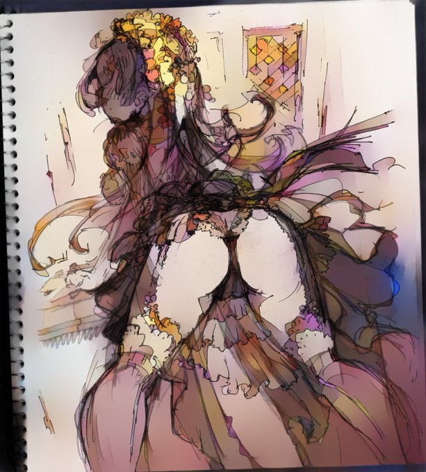 きがついたらクリスタに自動彩色機能がついてた。スキャン画像そのままのラフ線画をなんかアーティスティックに塗ってくれる。アーティスティックにおしりを認識してる 