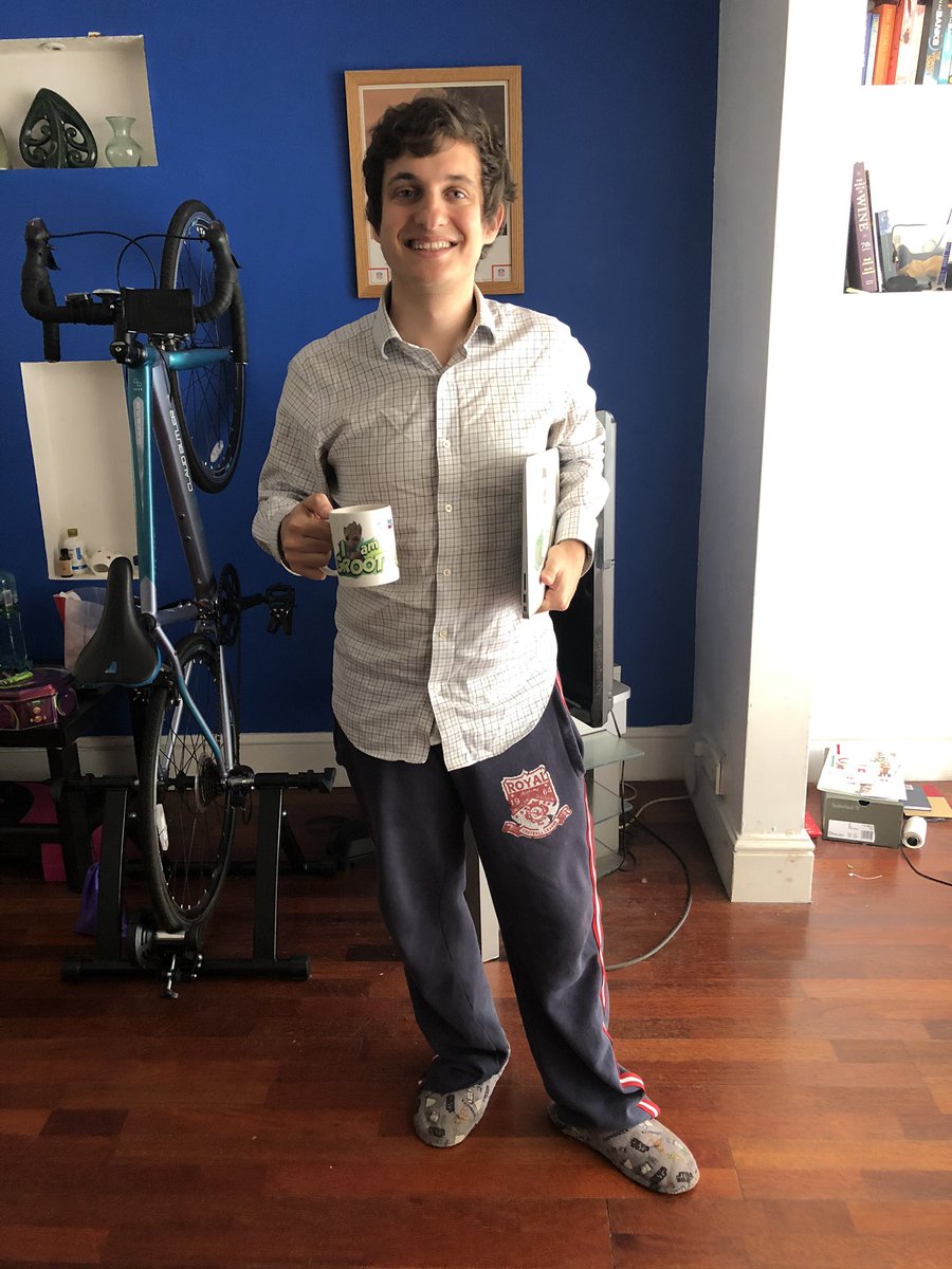 rachaelskyner's tweet photo. My home-office colleague (boyfriend) is running an online workshop today. Lockdown goals #AcademicTwitter #AcademicChatter https://t.co/aOTIwvmrKL