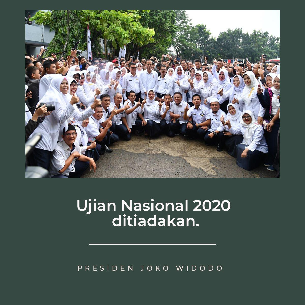 Demi mencegah penyebaran Covid-19, para siswa telah "belajar di rumah". Di antara mereka, 8,3 juta siswa seharusnya mengikuti ujian nasional dari 106.000 satuan pendidikan di Tanah Air. 

Karena itulah, pemerintah memutuskan untuk meniadakan ujian nasional (UN) tahun 2020