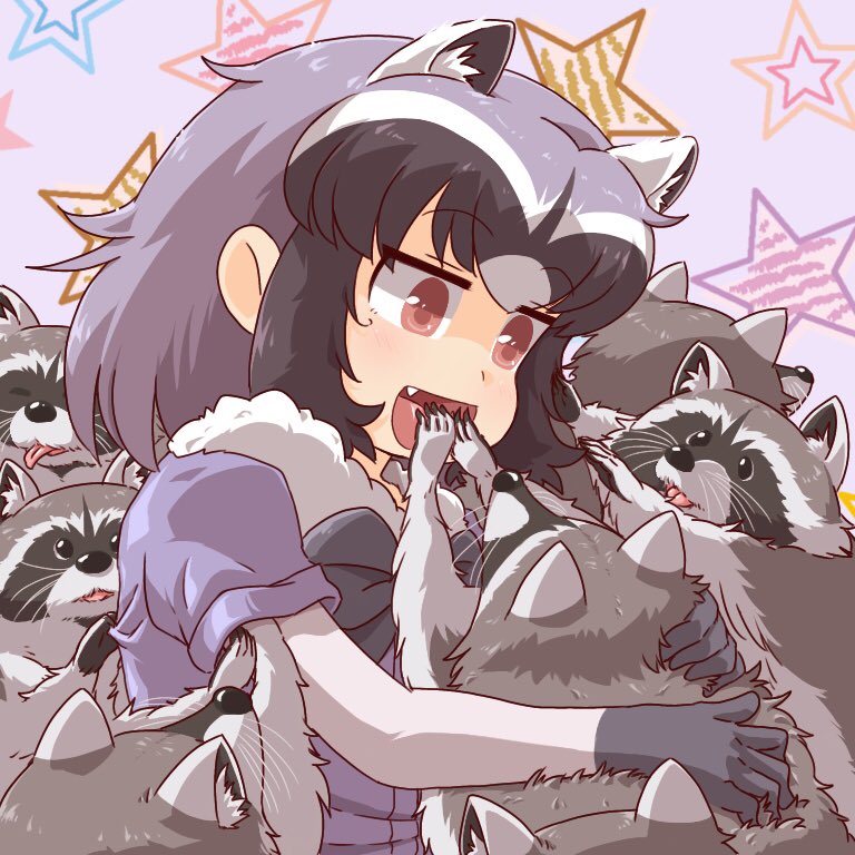 アライグマ(けものフレンズ) 「口の中や袖の中を弄られてもそれはアライグマの習性だからアライさんは全然気にしない」|海風しゅう@アライグマグッズ制作中のイラスト