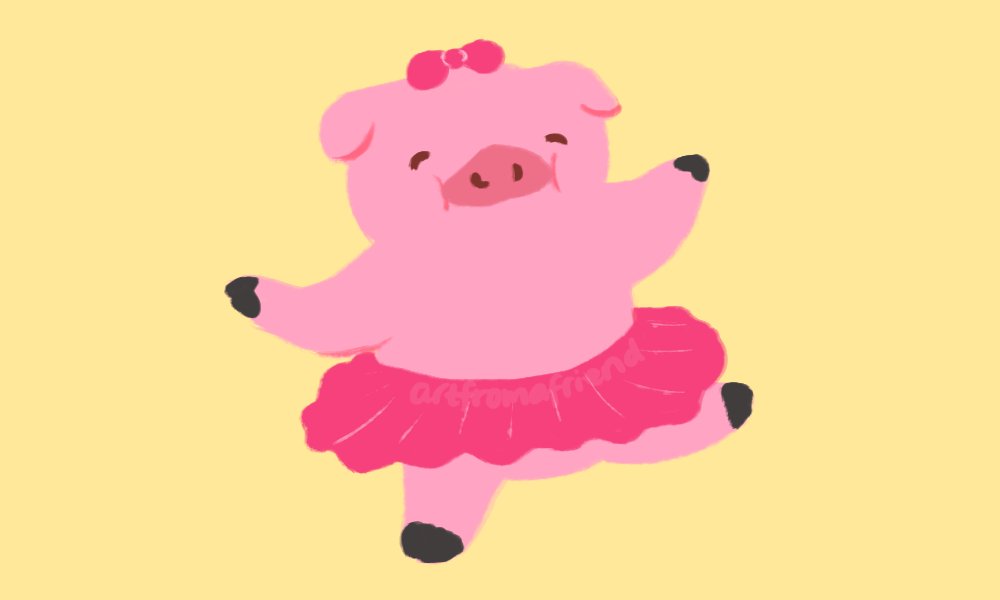 here is a happy piggy who loves to dance in her fave pink tutu! she is a master ballerina but also loves freestyling. 