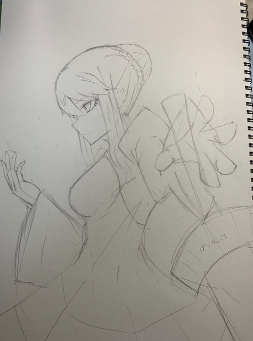 桜描くの疲れたので息抜きに軽～～～くセイバーオルタ描いてた 