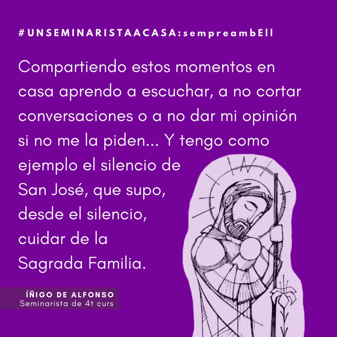 Escoltar, compartir, acollir, tenir cura... Seguir l'exemple de Sant Josep!
#unseminaristaacasa #sempreambEll
<a href="/esglesiabcn/">Església de Barcelona ⛪️</a> <a href="/bisbatsantfeliu/">@BisbatSantFeliu</a>