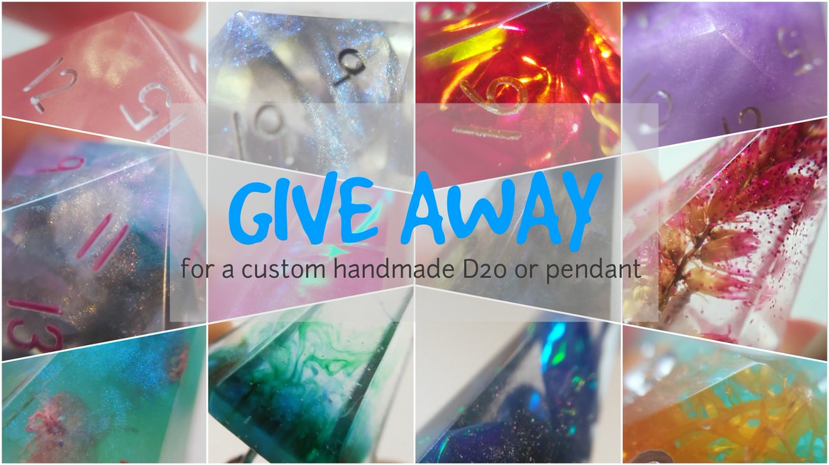 IskaDice's tweet photo. 💎 GIVE AWAY 🎲

Since we can all use a little bit of sparkle rn, I'm having a #giveaway of a custom handmade #D20 or #pendant!

Rules:
-Follow 
-Retweet (no quote RT!)
-Comment whether you'd like to win a custom D20 or custom pendant

Ends March 31st 20.00 CET
Open worldwide https://t.co/Hi0Z7M6a0G