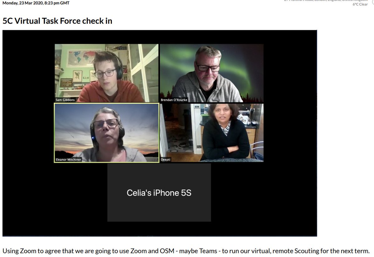 ellymitchiner's tweet image. Really productive Zooming 🚀last night for the Virtual Implementation Subgroup @UKScouting 5th Camberwell (AKA 5C Virtual Task Force) #SkillsForLife #VirtualScouting