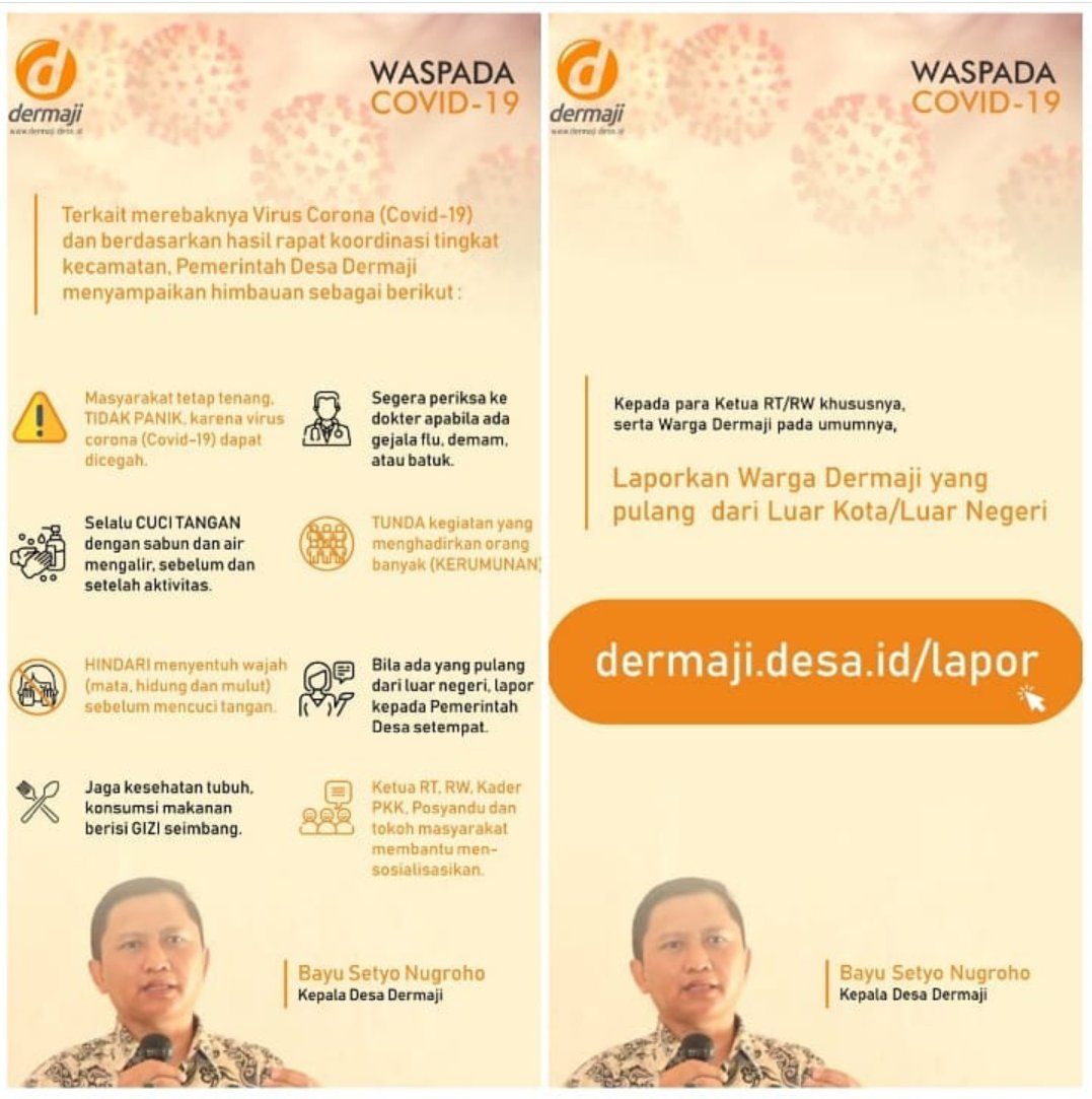 Sistem Pencegahan #COVID19 di <a href="/desadermaji/">desadermaji</a> Desa Dermaji, Kec. Lumbir, Kab. Banyumas, Jateng.

<a href="/jokowi/">Joko Widodo</a> <a href="/halimiskandarnu/">ABDUL HALIM ISKANDAR</a> <a href="/ganjarpranowo/">Ganjar Pranowo</a> <a href="/KemenDesa/">Fast Track Travel</a> <a href="/kemendagri/">Kementerian Dalam Negeri</a> <a href="/KSPgoid/">Kantor Staf Presiden</a> <a href="/BNPB_Indonesia/">BNPB Indonesia</a> <a href="/bpbdjateng/">BPBD Provinsi Jawa Tengah</a> <a href="/DISPERMADES_JTG/">Dispermades Prov Jateng</a> <a href="/ir_achmadhusein/">Achmad Husein</a> <a href="/PemkabBanyumas/">Better Banyumas</a>