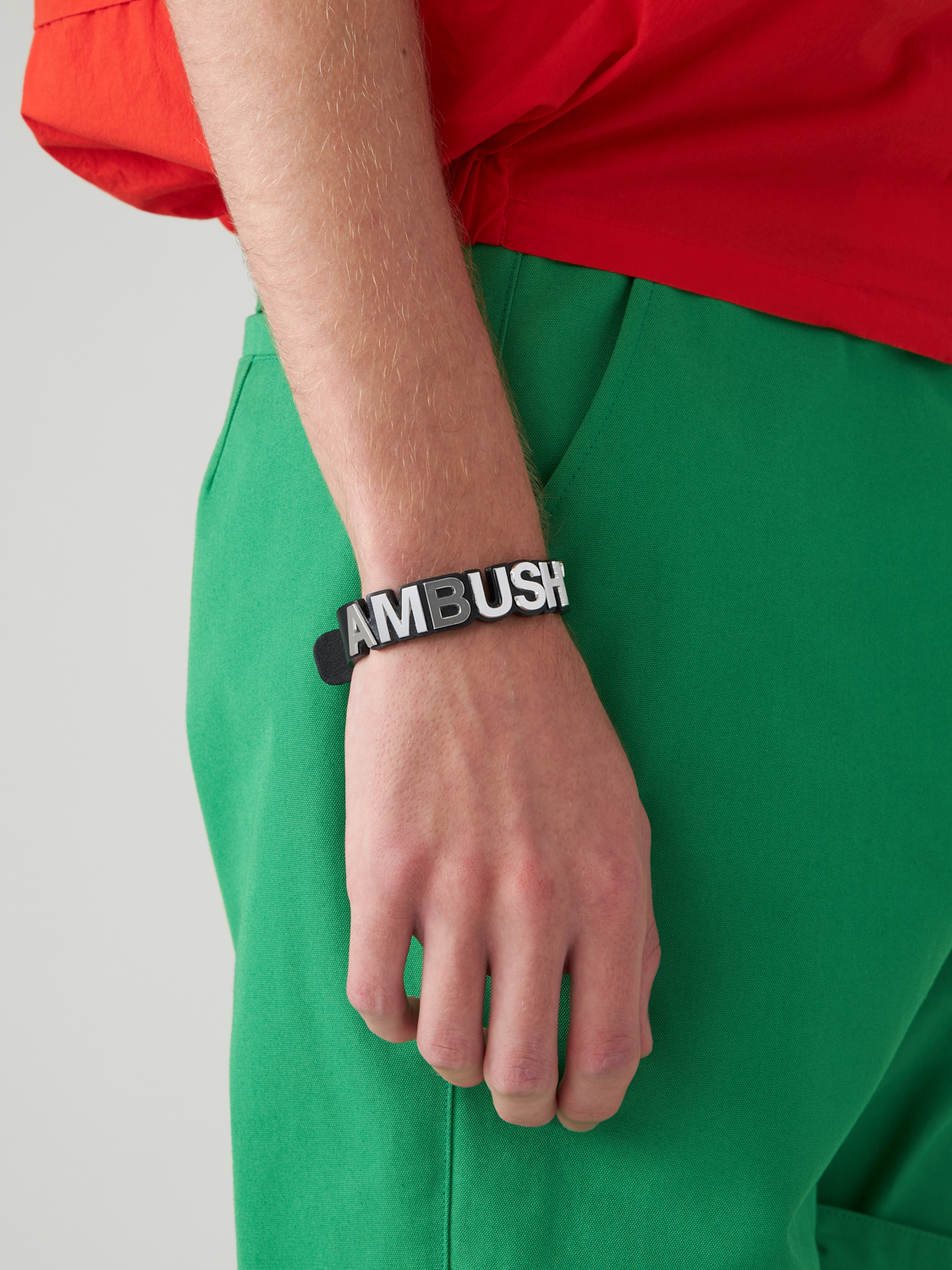 AMBUSH LEATHER NAMEPLATE BRACELET