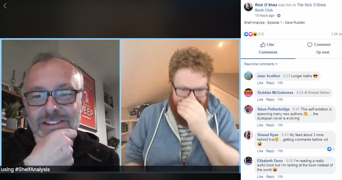 Thank you SO much to  @d_ruddenwrites for being the first guest on episode 1 of my new chat show  #ShelfAnalysis last night.More tonight live from my kitchen at 8pm in the  @ROSBookClub: https://www.facebook.com/groups/therickosheabookclub/