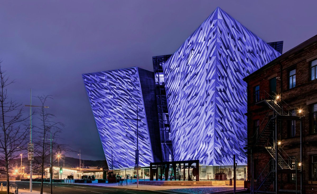 TitanicBelfast's tweet photo. We're proud to be taking part in the #LightItBlue campaign this evening as a small gesture to show our support for the NHS &amp; say a massive thank you from everyone @TitanicBelfast to all the healthcare professionals working to help those affected by Covid-19.
#stayhome #nhs #hscni https://t.co/UOfMfGfLBz