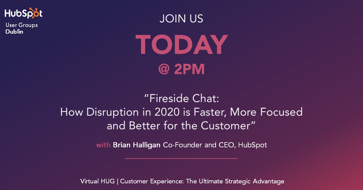 JOIN US TODAY @ 2PM

It's less than 3 hours until our first Virtual HUG featuring a very special guest - HubSpot’s CEO Brian Halligan 🙌
Hear from Brian about Inbound, disruption in 2020 &amp; more.
@ 2pm tomorrow, Click This Link to Join: hubspot.zoom.us/j/703552551

#HubSpotUserGroups