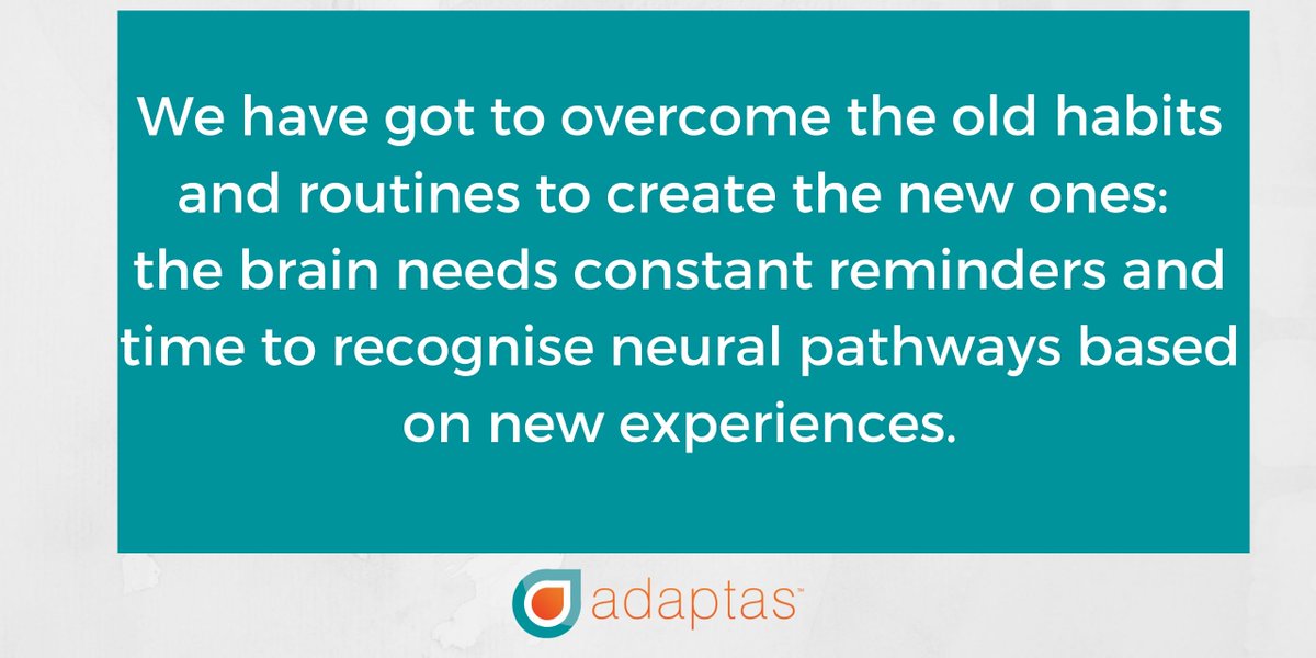 adaptastraining's tweet photo. We have got to overcome the old habits and routines to create the new ones: the brain needs constant reminders and time to recognise neural pathways based on new experiences.
#AdaptasTraining #LearningisHabitChange #OurLearningBrain #HabitChange #MaximizingBrainPotential https://t.co/NfBAb7BTyR