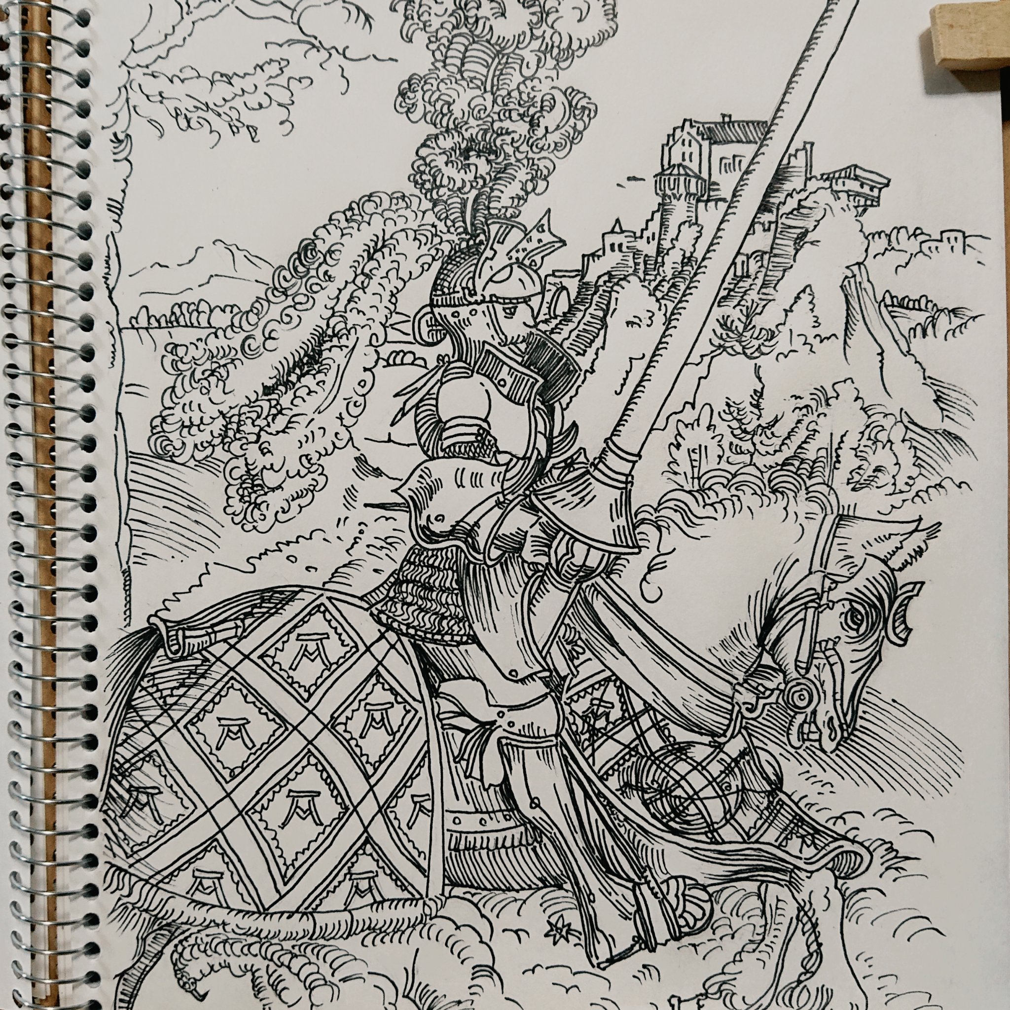 ゆめを 久しぶりのアップ 地味に練習は続けています こんなタッチで挿し絵を描けるようになりたいな 模写です ルカス クラーナハ 父 馬上の聖ゲオルギウス この人の木版画が大好き ルカス クラーナハ父 ルーカス クラナッハ T Co