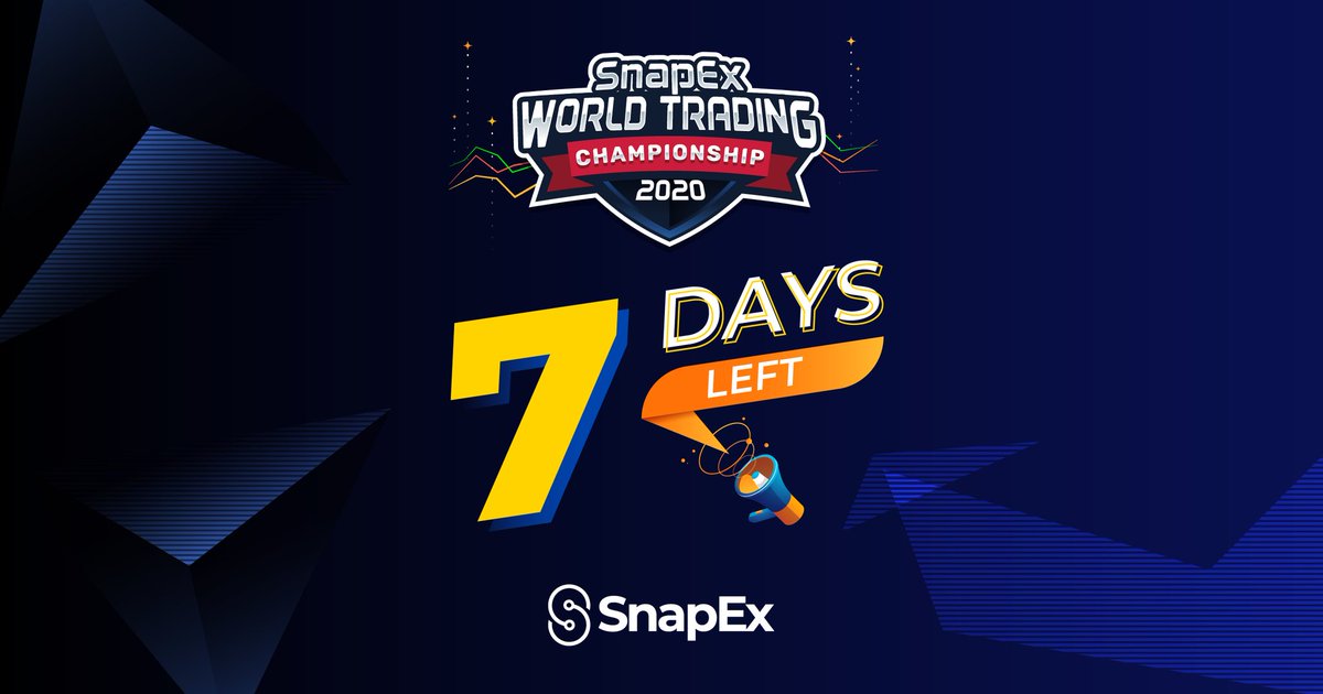 SnapexVN's tweet image. Giải vô địch SnapEx Word Trading Championship chỉ còn 7 ngày nữa. Hãy đưa tên mình lên đầu bảng xếp hạng nào 🥳🥳

#Margintrading #Contracttrading #Cryptotrading #SnapEx #Tradingisasnap #crypto #WTC #tradesmartertoday