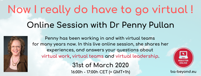 itworks's tweet photo. Thrilled to have @PennyPullan (author of the book "Virtual Leadership") on our virtual stage with many great tips on virtual work, virtual teams and virtual leadership !
Register today via https://t.co/TdfYyHrLuO
#BABEYOND20 #futureofwork #virtualleadership https://t.co/BWXn3kBxhI
