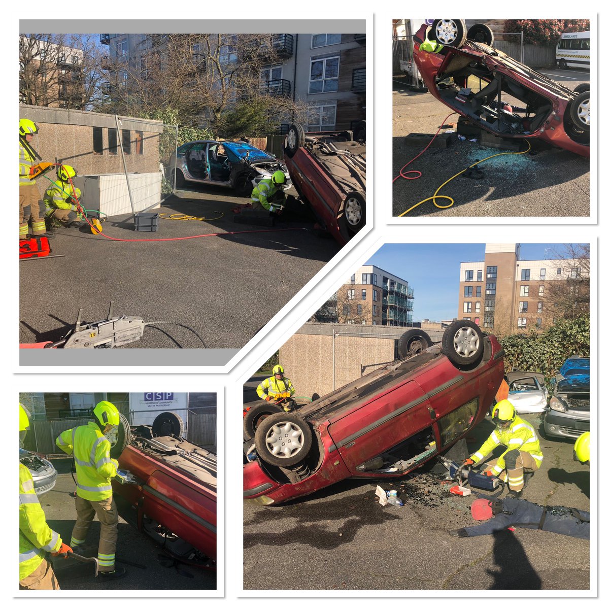 Red Watch <a href="/borehamwoodfire/">Borehamwood Fire</a> working on their RTC techniques and improvised methods of dealing with extraction today.

@HWH_CFS <a href="/niff14019/">PeteMcNiff</a>
  @danno5764
  <a href="/hertsFRScontrol/">Herts Fire Control</a>  <a href="/davethomas0404/">david thomas</a>  
@GC_Bristow