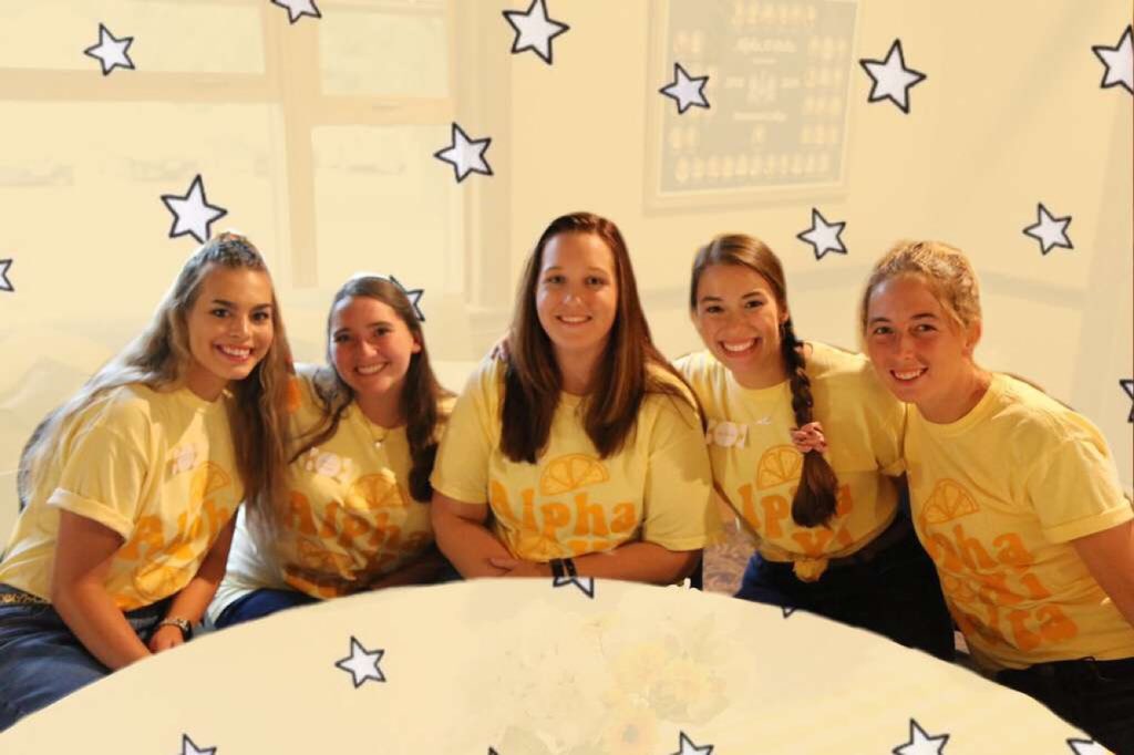 Happy #TFJTuesday from your Alpha Xi girls! Sending positive vibes to all💙💛