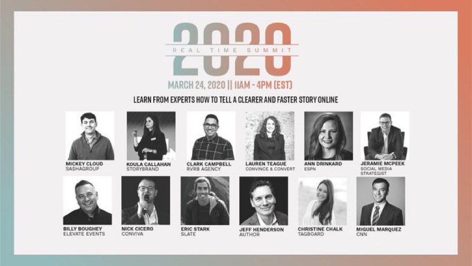 Jeramie's tweet photo. If you work in social media, check out today’s FREE #RealTimeSummit, streaming online right now! 

Excited to be a small part of it, and looking forward to learning more.

📱 https://t.co/NEDl8ZbJ76

#socialmedia #smsports #realtime https://t.co/otQobLFsTs
