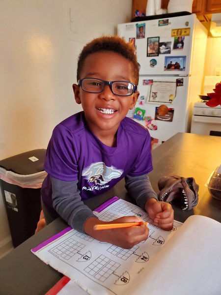 miss_hatz's tweet photo. One of my kiddos showing off his sports day spirit while practicing his math skills! 🏈✏️ #ibelongLES #sportsday @LoganElementary https://t.co/a9AhCZnofp