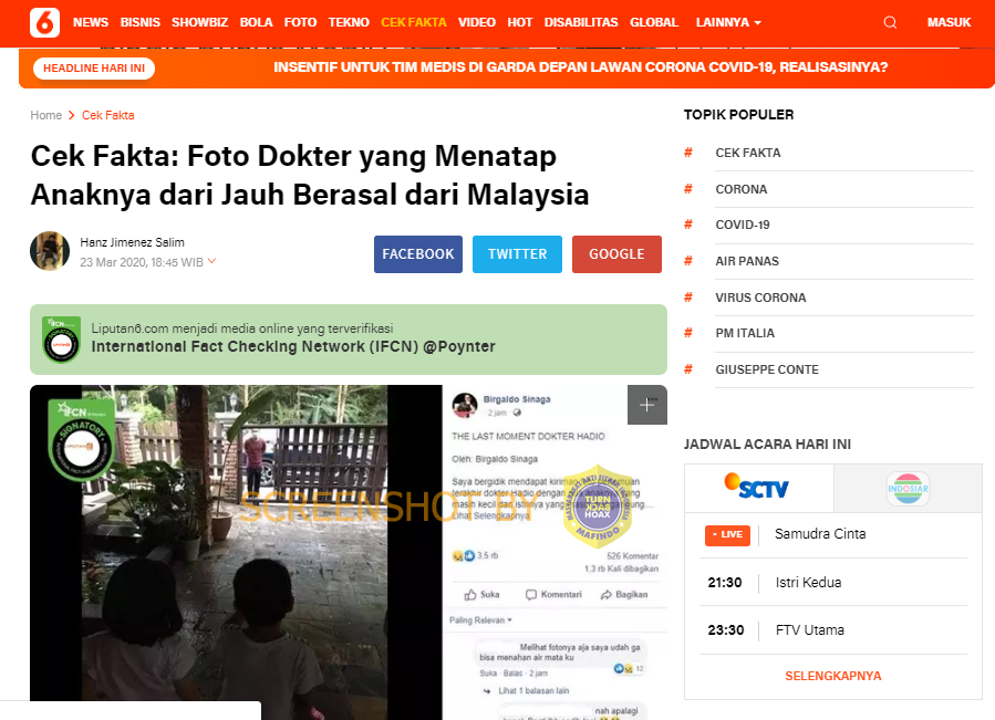 [SALAH] Foto Terakhir Dokter Hadio Berdiri Di Depan Pagar Temui Anak Sebelum Meninggal Karena COVID-19

BUKAN foto almarhum dokter Hadio, foto dokter asal Malaysia yang menemui anak-anaknya di depan pagar karena ...

Selengkapnya di bit.ly/2UzuxXS #CoronavirusFacts