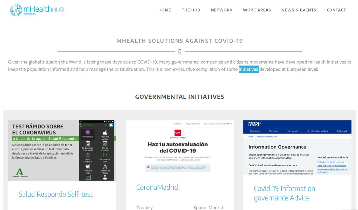 How #mHealth 📲 can help people and governments facing #COVID19 🦠. In #EUmHealthHub website you can find some initiatives developed in Europe 🇪🇺 to keep the population informed and help manage this crisis ⬇
bit.ly/mHealthCOVID19