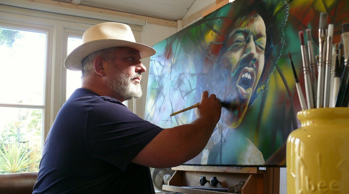 KPTBB's tweet photo. Did you know that Mark "King Pleasure" Skirving is also an accomplished painter of portraits when he's not busy wowing crowds across Europe? https://t.co/awrVeC7OLR